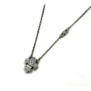 Fleur-De-Lis Pendant Necklace With Adjustable Chain In Silver Finish by Brighton